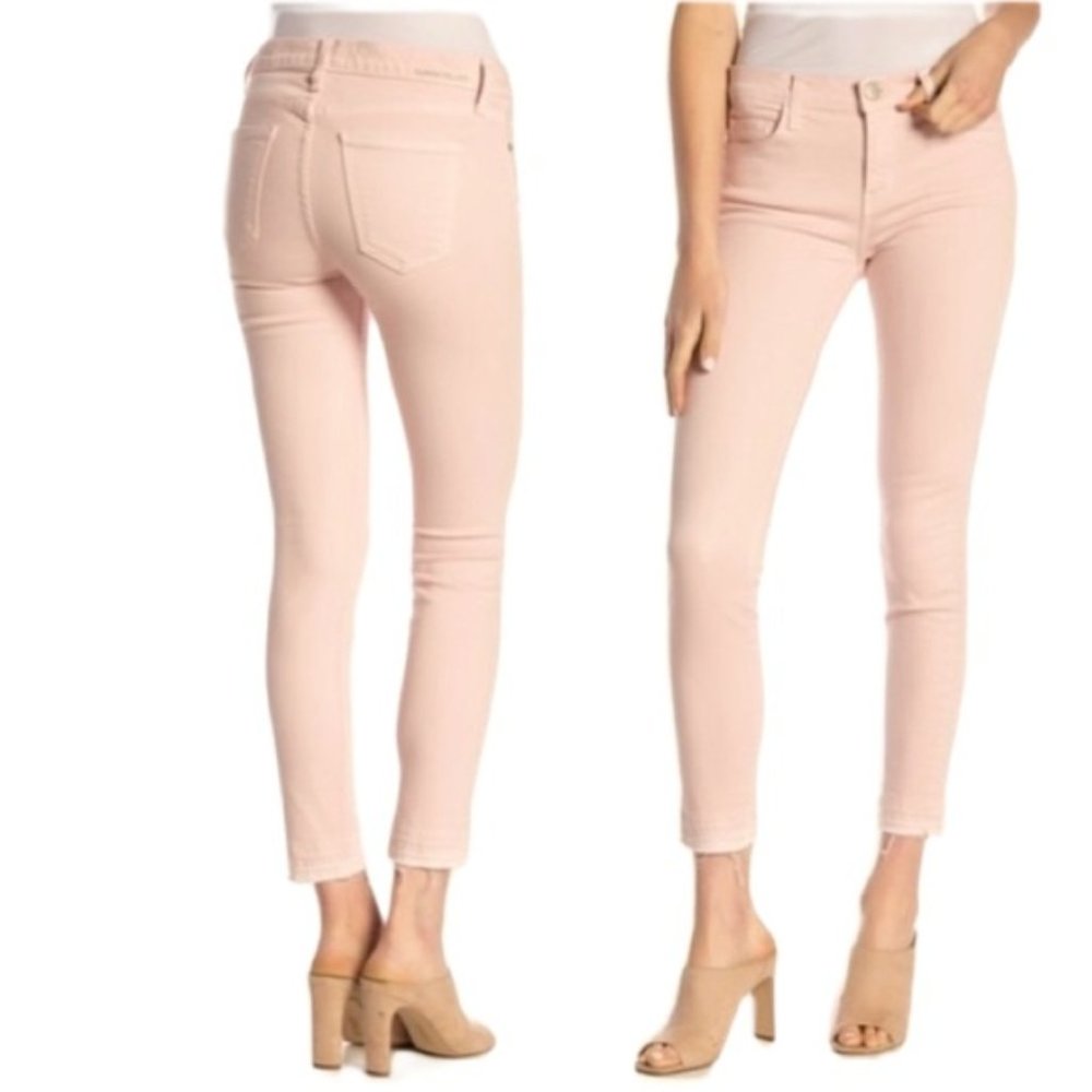 Current/Elliott Stiletto Ankle Skinny Jean Dusty Pink Released Raw Hem Coquette